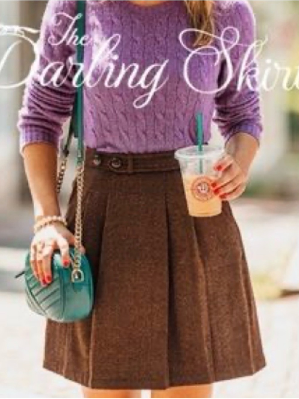 Kiel James Patrick Brown Pleated A-Line Skirt